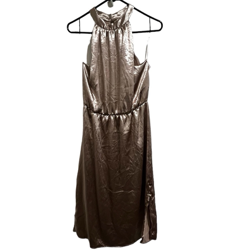 Superfoxx gold sleeveless halter midi dress medium